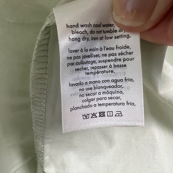 WeWoreWhat Small Cotton Poplin Sage Green Puff Sleeve Smocked Tiered Midi Dress - Picture 11 of 11